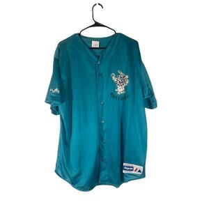 Majestic Men’s Teal Blue Short Sleeve “Charles & Main Bulldog” Jersey Size XL
